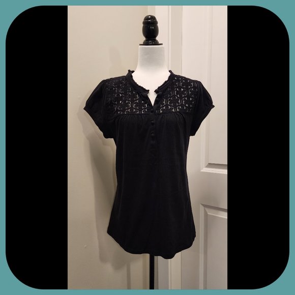 ANN TAYLOR LOFT || Lace Yoke Top (SIZE L) - Picture 1 of 6